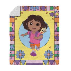 Dora the Explorer Running Dora Silk Touch Sherpa Throw Blanket 50 x 60 inches