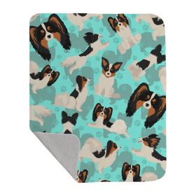 Tricolor Papillon Quilted Blanket 50x60 Artwork Pattern Quilted Throw Blanket for Bed, Couch, Sofa, Soft and Lightweight