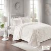 3 Piece Tufted Cotton Chenille Bedspread Set Off-White King/Cal King