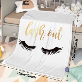 Long Eyelashes Printed Throw Blanket Plush Fluffy Flannel Fleece Blanket Soft Throws For Sofa Couch And Bed 30x40 50x60 60x80 (Option: 75cmx100cm-White)